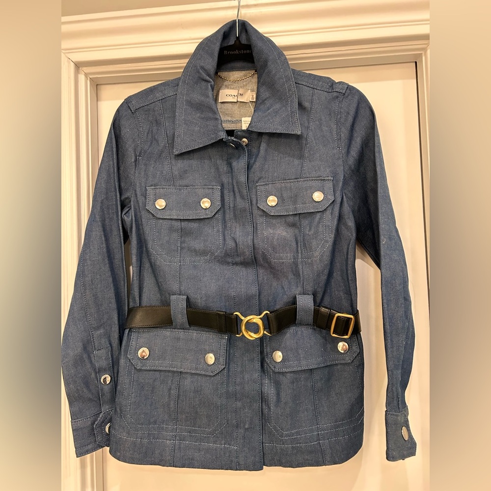 Coach Blue Utility Jacket with Black Belt